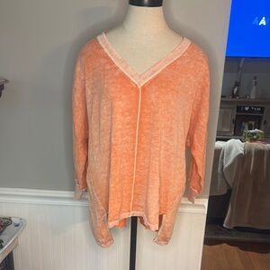 Sundance Orange Asymmetrical 3/4 Sleeve Blouse